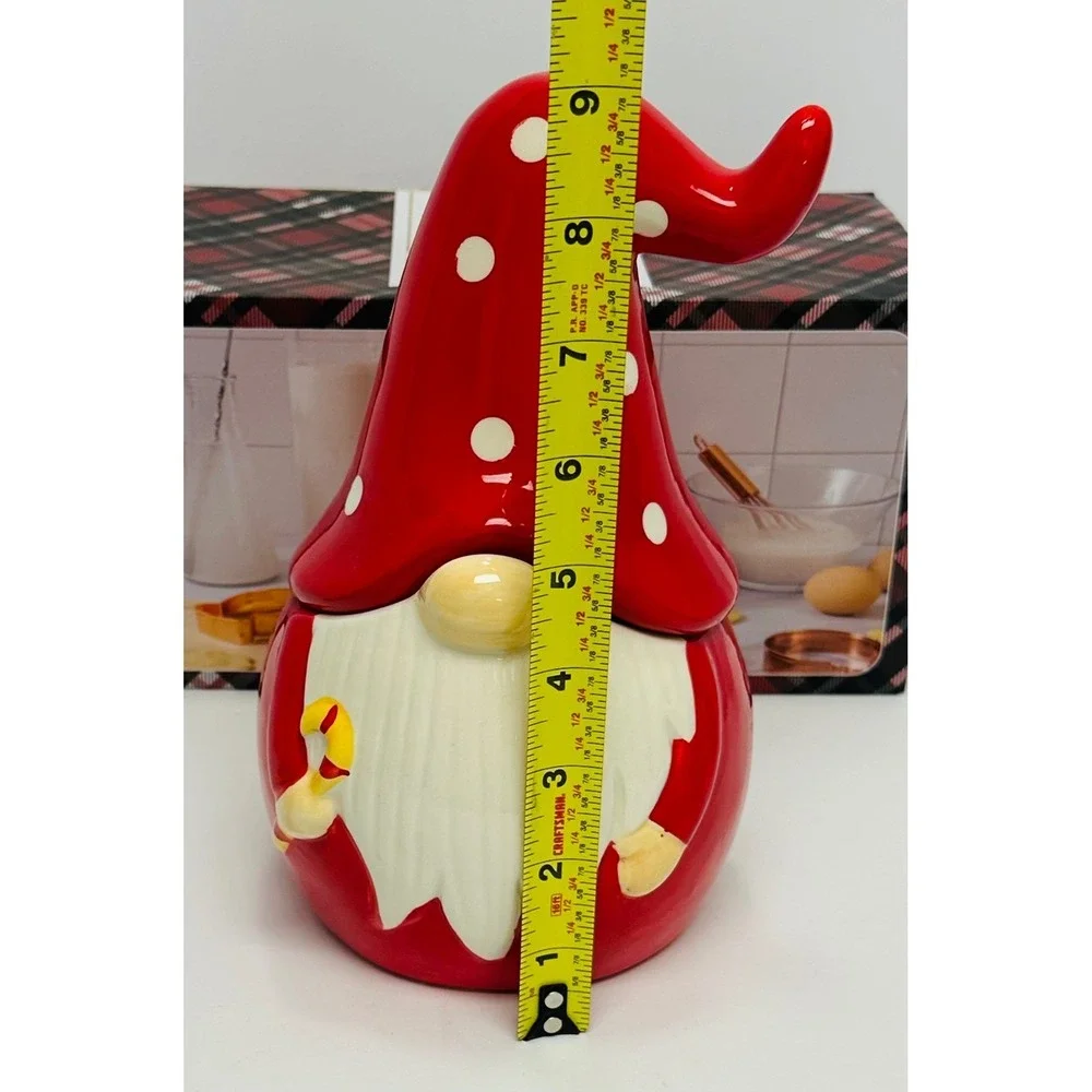 CWC Cook With Color Red White 6 Piece Holiday Gnome Cookie Jar & Cutter Set New
